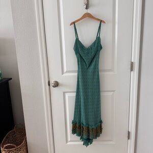 Almost Vintage Betsey Johnson Teal and Gold/Green Polka Dot Dress